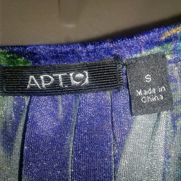 APT 9 Light Blue Graphic Longsleeve Empire Waist Top Sz: S - Picture 7 of 9